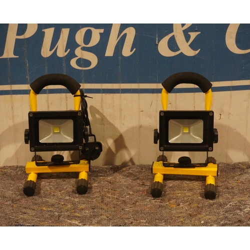 1063 - Pair of Draper rechargeable LED work lights and charger