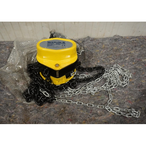 1085 - NOS Matlock 2 tonne 3m chain hoist