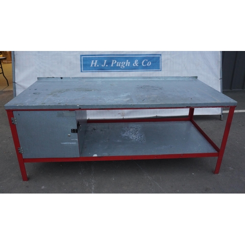 1142 - Red and grey metal work bench 33x82x36