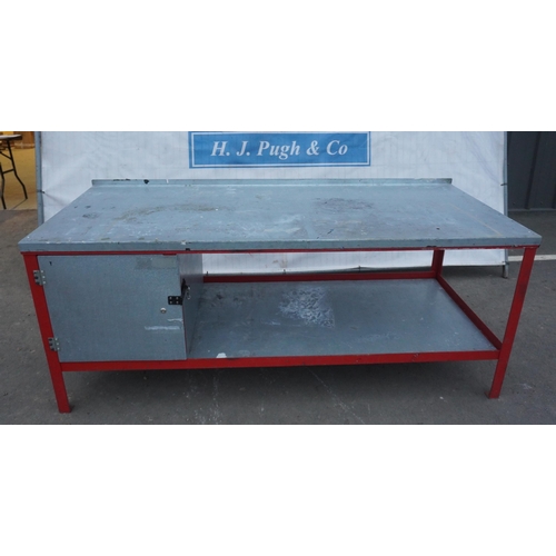 1143 - Red and grey metal work bench 33x82x36