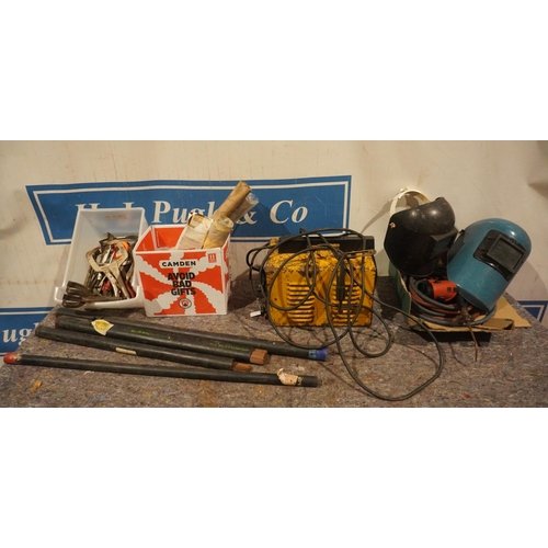 1147 - Topweld 140 arc welder, assorted welding/brazing rods, welding clamps and gas torch