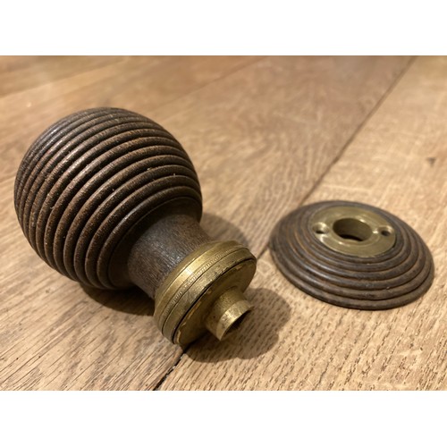 455A - 11- Beehive Rosewood doorknobs with solid brass plates