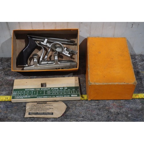 624 - Stanley No.50 plane in box with set of cutters