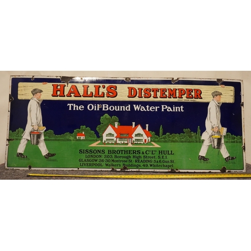 86 - Enamel sign - Hall's Distemper 26x66