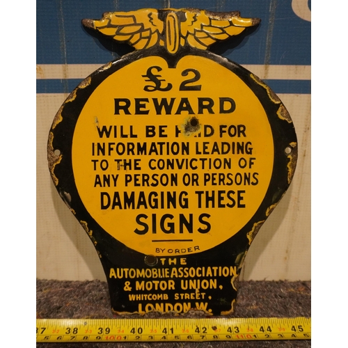 87 - Enamel sign - AA Motor Union 10x8