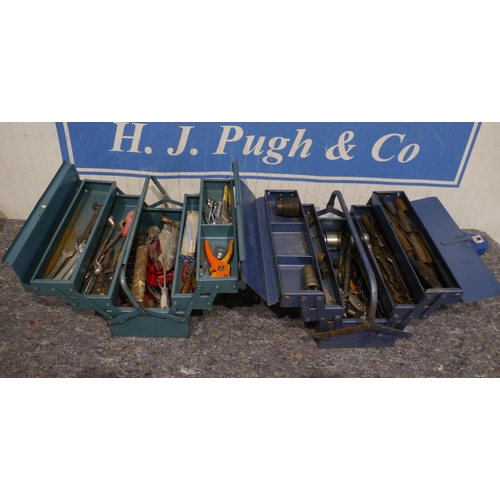 1176 - 2 Metal toolboxes and contents of spanners, sockets and other hand tools