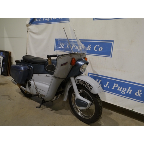 790 - Ariel Leader motorcycle. 1961. Rebuilt engine, gearbox, respoked wheels, new tyres. c/w old green lo... 