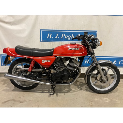 712 - Moto Morini motorcycle. 1983. 500cc. Frame no. W03044. c/w Italian docs, V55 and MOT certificate. No... 