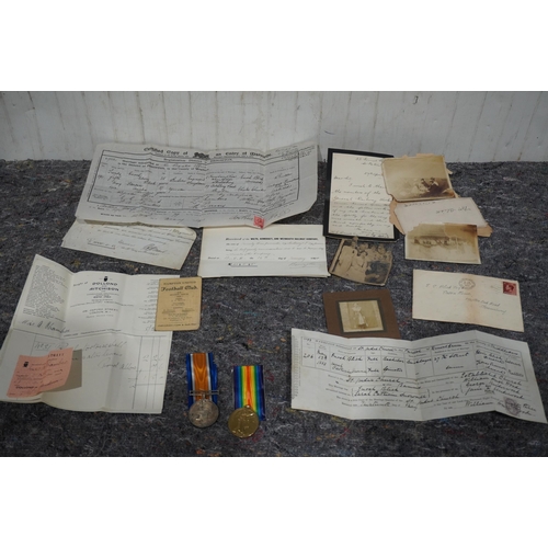 579 - WWI and WWII medals and ephemia to include Great War medal marked Sargant EE Blick RE and other meda... 