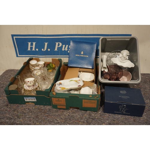 552 - 3 Boxes of assorted glassware and china to include Spode