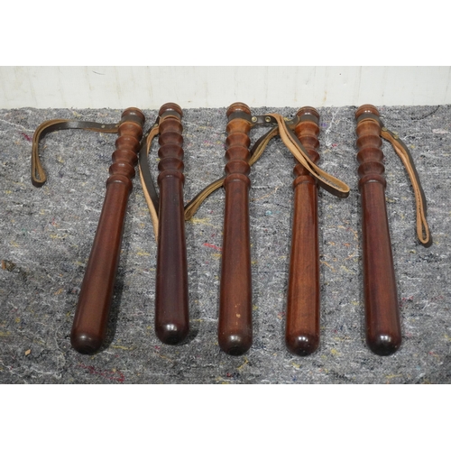 512 - 5 Old wooden police truncheons