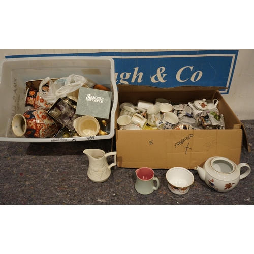 593 - 2 Boxes of assorted china to include Royal Worcester