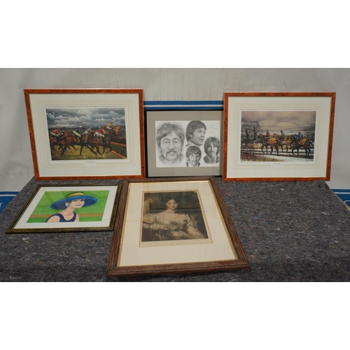 505 - 5 Framed paintings and pictures to include the Beatles by Johnathan wood