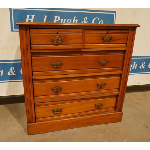 192 - Satinwood 2 short and 3 long chest of drawers 40x40