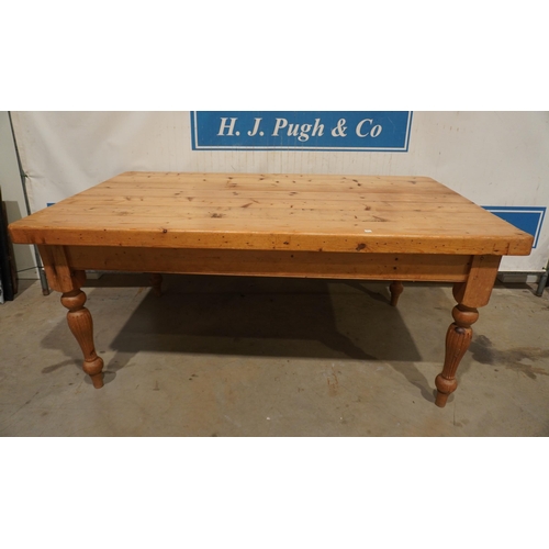 10 - Pine farmhouse kitchen table with 2 drawers 72x41.5
