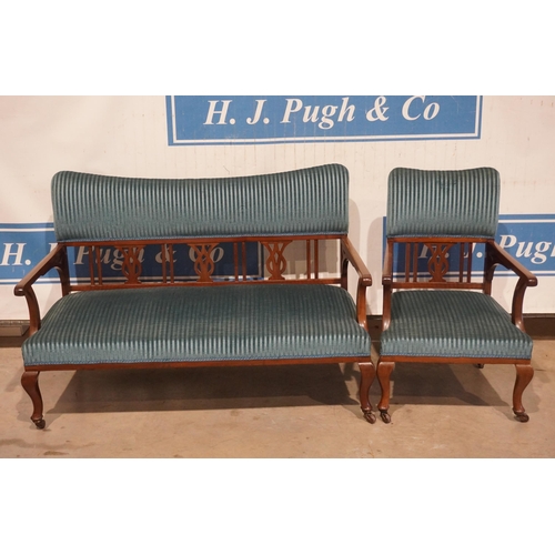 97 - Upholstered settee and armchair