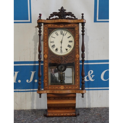 595 - Jerome & Co. Superior 8 day anglo-american wall clock, believed in working order with chime and key