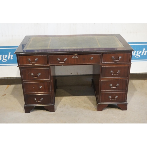 116 - Reproduction twin pedestal desk with leather top 47