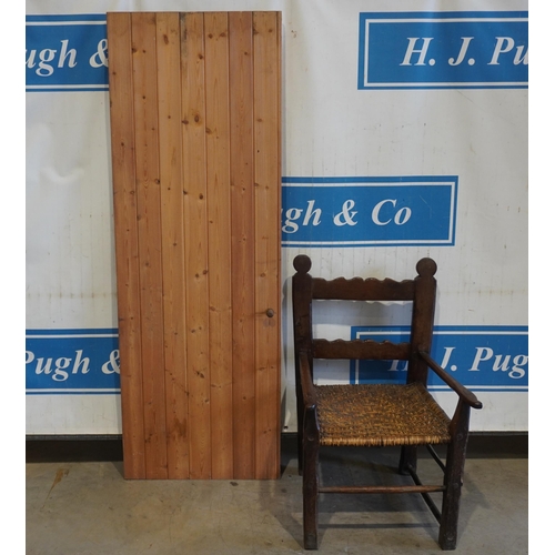 123 - Rush seat chair and pine door