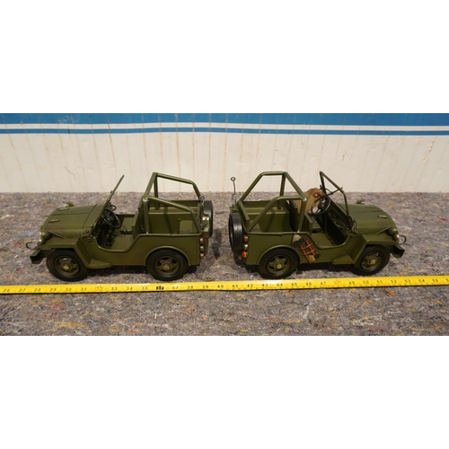 628 - 2 Metal Jeep ornaments 12