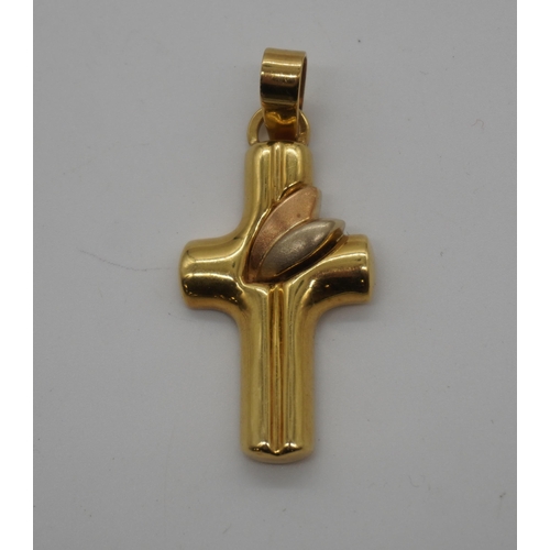 450 - 18ct Tricolour gold Quarri Italy cross pendant