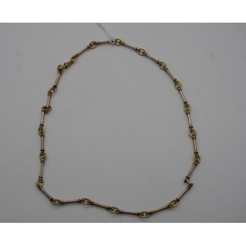 448 - Silver necklace with 18ct gold spacers