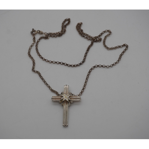 447 - Tiffany silver cross and chain