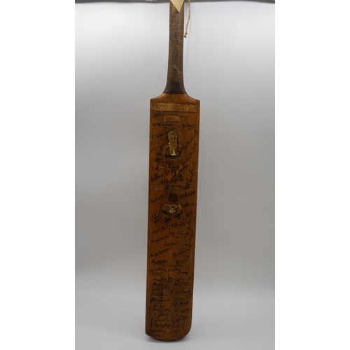 546 - Signed cricket bat believed from 1929 South Africa vs England test series signed by England, South A... 