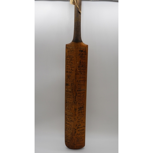 546 - Signed cricket bat believed from 1929 South Africa vs England test series signed by England, South A... 