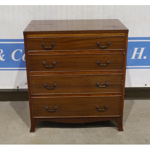 175 - Compact mahogany chest of 4 long drawers 30x16