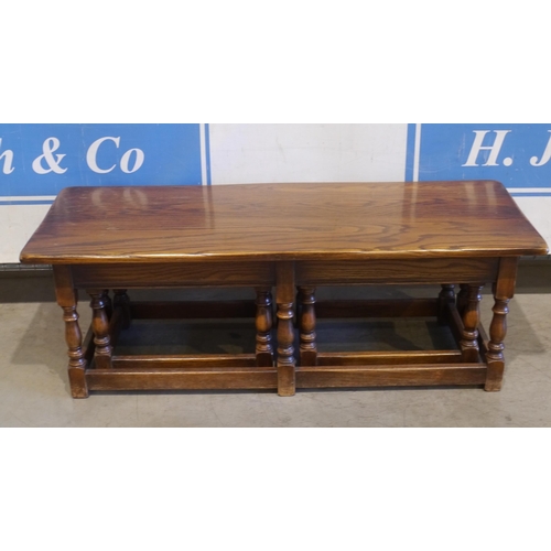 132 - Large oak nest of tables 45x18