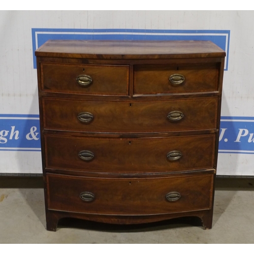 164 - Walnut chest of 2 short and 3 long graduated drawers 45x41