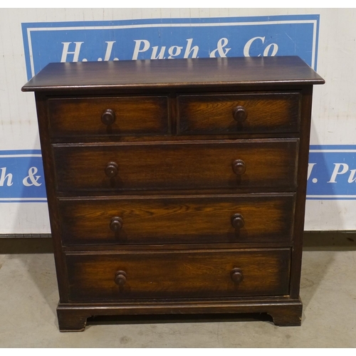 127 - Mahogany chest of 3 long and 2 short drawers 42x42