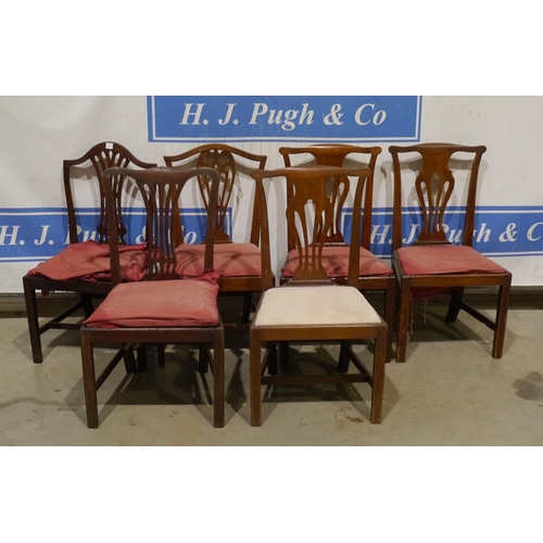 70 - 6 Mahogany upholstered dining chairs