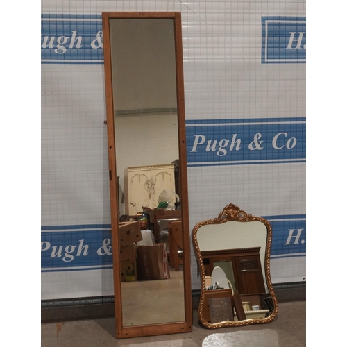 79 - Oak framed full length mirror 73x17.5