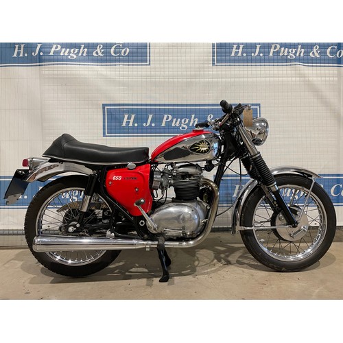 814 - BSA 650 Lightning motorcycle. 1966. Runs. Frame No. A65L14799. Comes with BSA owners club dating cer... 