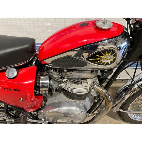 814 - BSA 650 Lightning motorcycle. 1966. Runs. Frame No. A65L14799. Comes with BSA owners club dating cer... 