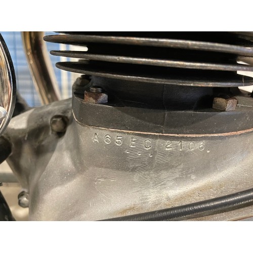 814 - BSA 650 Lightning motorcycle. 1966. Runs. Frame No. A65L14799. Comes with BSA owners club dating cer... 