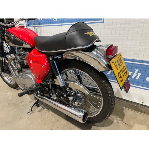 814 - BSA 650 Lightning motorcycle. 1966. Runs. Frame No. A65L14799. Comes with BSA owners club dating cer... 