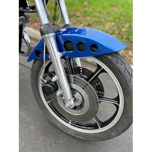 818 - Kawasaki KH400 motorcycle. 1976. Fitted with alloy wheels, triple disc and mono shock conversion. Al... 