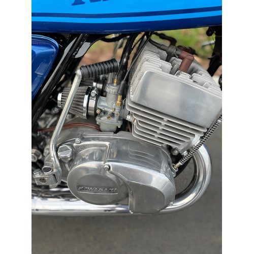 818 - Kawasaki KH400 motorcycle. 1976. Fitted with alloy wheels, triple disc and mono shock conversion. Al... 