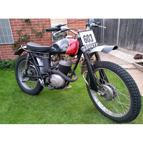 816 - Cotton Trials motorcycle. 1961. 250cc. Villiers 32A. Runs.  c/w old Mot papers, test papers and work... 