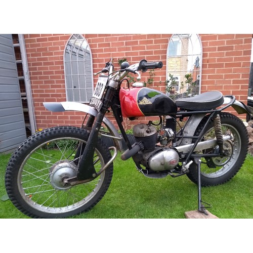 816 - Cotton Trials motorcycle. 1961. 250cc. Villiers 32A. Runs.  c/w old Mot papers, test papers and work... 