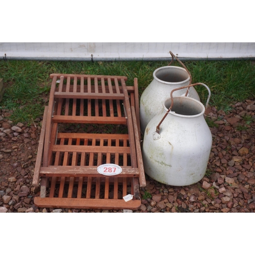 287 - Milk buckets and wooden chairs