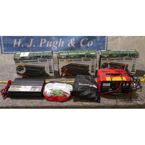 454 - Power inverters, booster cables & charger etc.
