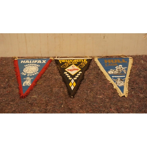 109 - 3 Speedway club pennants, Newcastle, Halifax and Hull