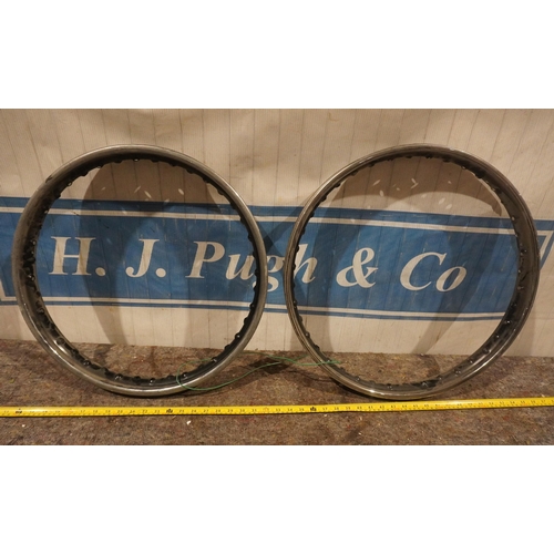 103 - Pair of motorcycle rims believed off a Vincent 21