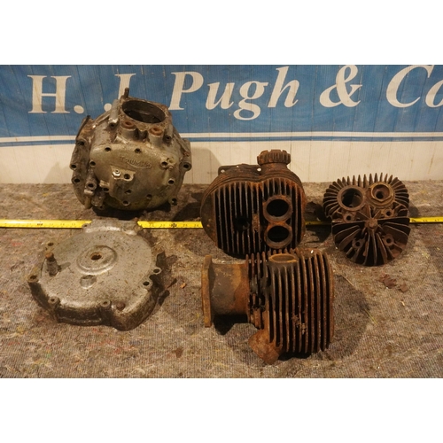 139 - Pre war AJS, Sunbeam and Triumph cylinder heads, barrels and gearbox casings