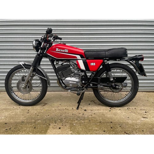 823 - Benelli 125 motorcycle, 1980. Previously restored and stored ever since. Good compression. Reg EBB 5... 