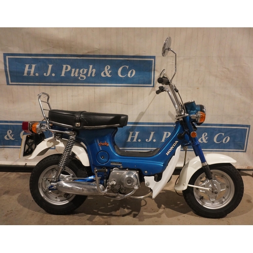 841 - Honda Chaley CF70 motorcycle. 1976. 72cc. Runs and rides well. Lots of new parts. Matching numbers. ... 